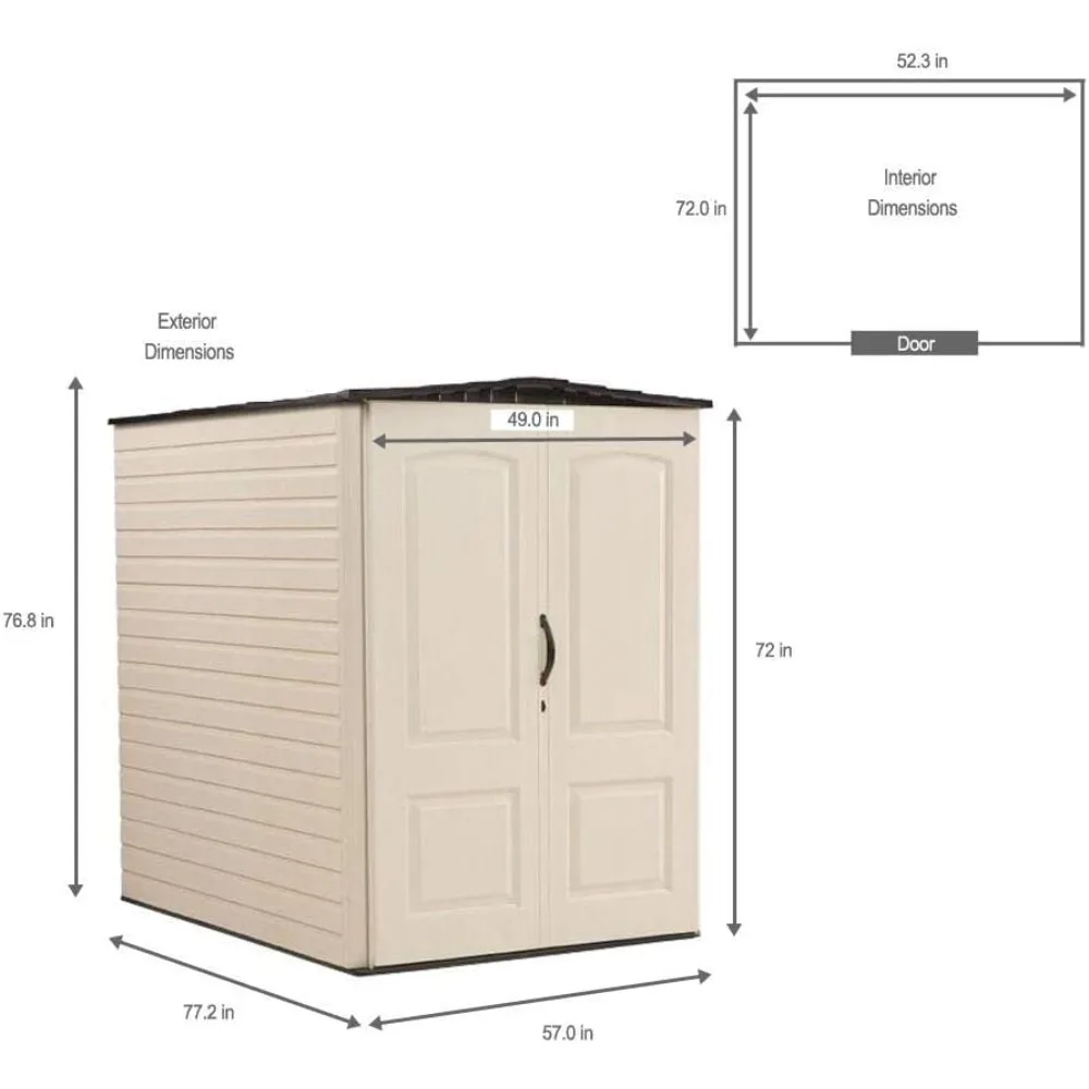 Large Vertical Resin Outdoor Storage Shed With Floor (6.2 x 4.6 Ft), Weather Resistant, Beige/Brown, Organization