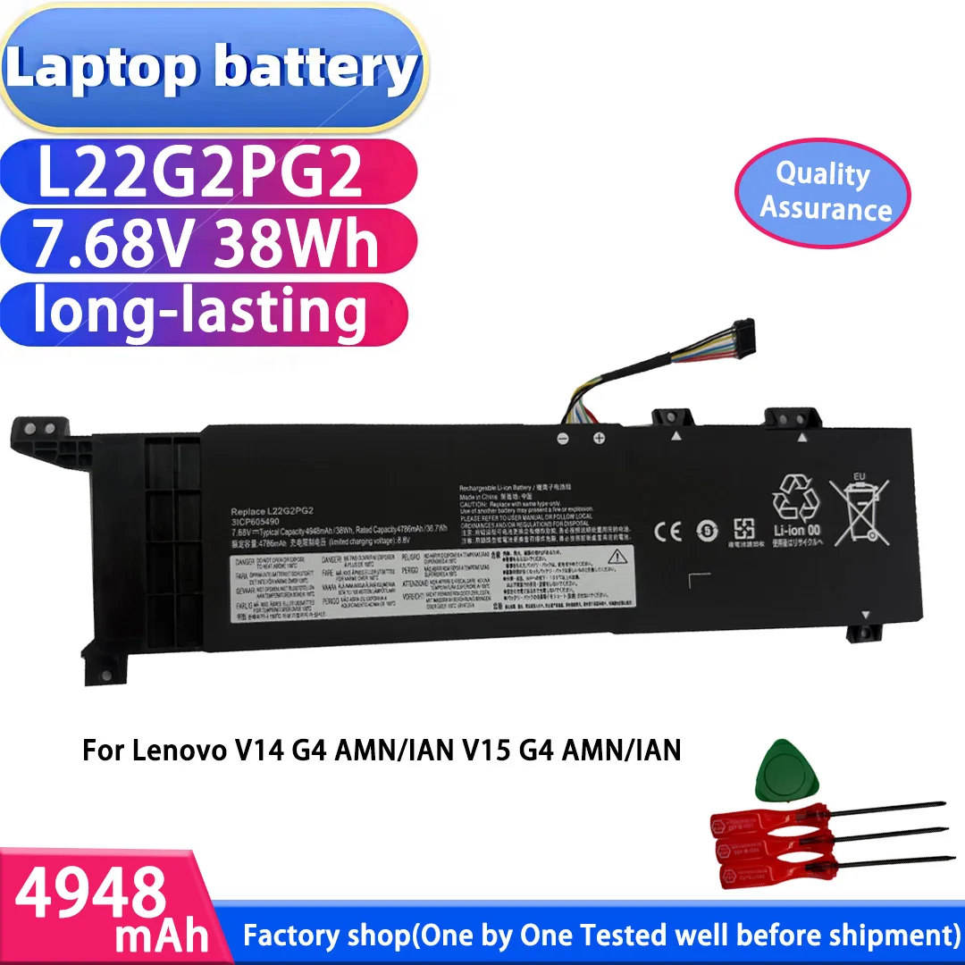 Batería nueva para ordenador portátil de capacidad completa L22G2PG2 7,68 V 38Wh 4948mAh para Lenovo V14 G4 AMN/IAN V15 G4 AMN/IAN