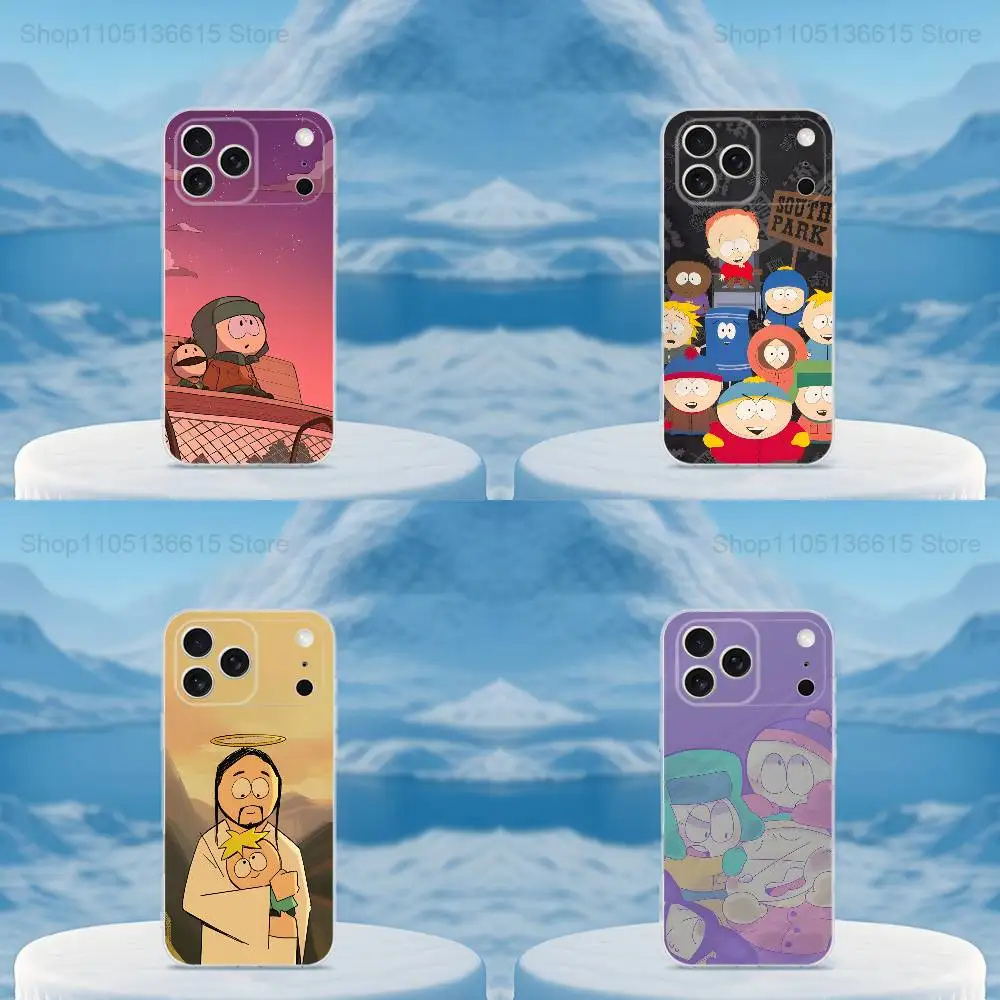 

Чехол для телефона с забавным рисунком S-South P-Park для iPhone 16,15,14,13,12,11,17 Pro,Max,Plus,X,XS,XR,SE,Mini, прозрачный мягкий чехол