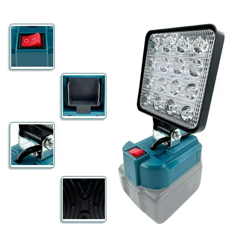 3X LED Work Light Flashlight For 18V Li- Battery Portable Emergency Flood Lamp Camping Lamp Outdoor Lighting