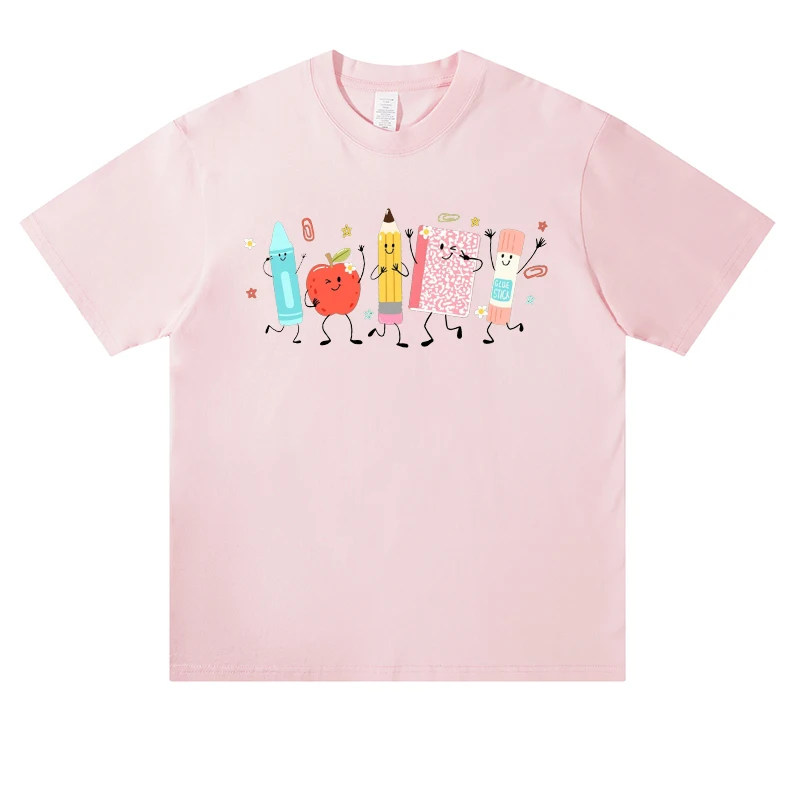 Cute School Shirt Back To School Teacher Shirt Crayon Pencil Women Clothing Vintage Style