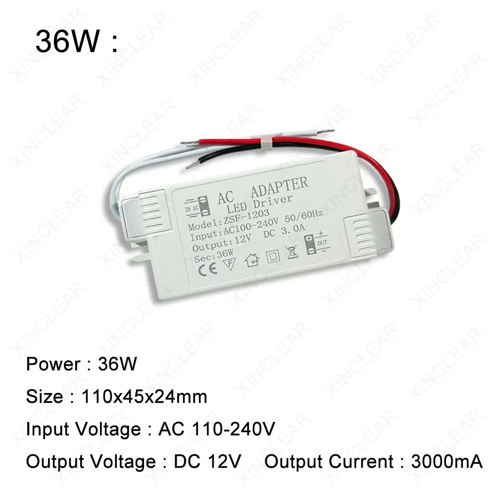 DC12V LED Driver 1000mA 1500mA 2000mA 3000mA 4000mA 5000mA Lighting Transformers For 12W 18W 24W 36W 48W 60W Power Supply