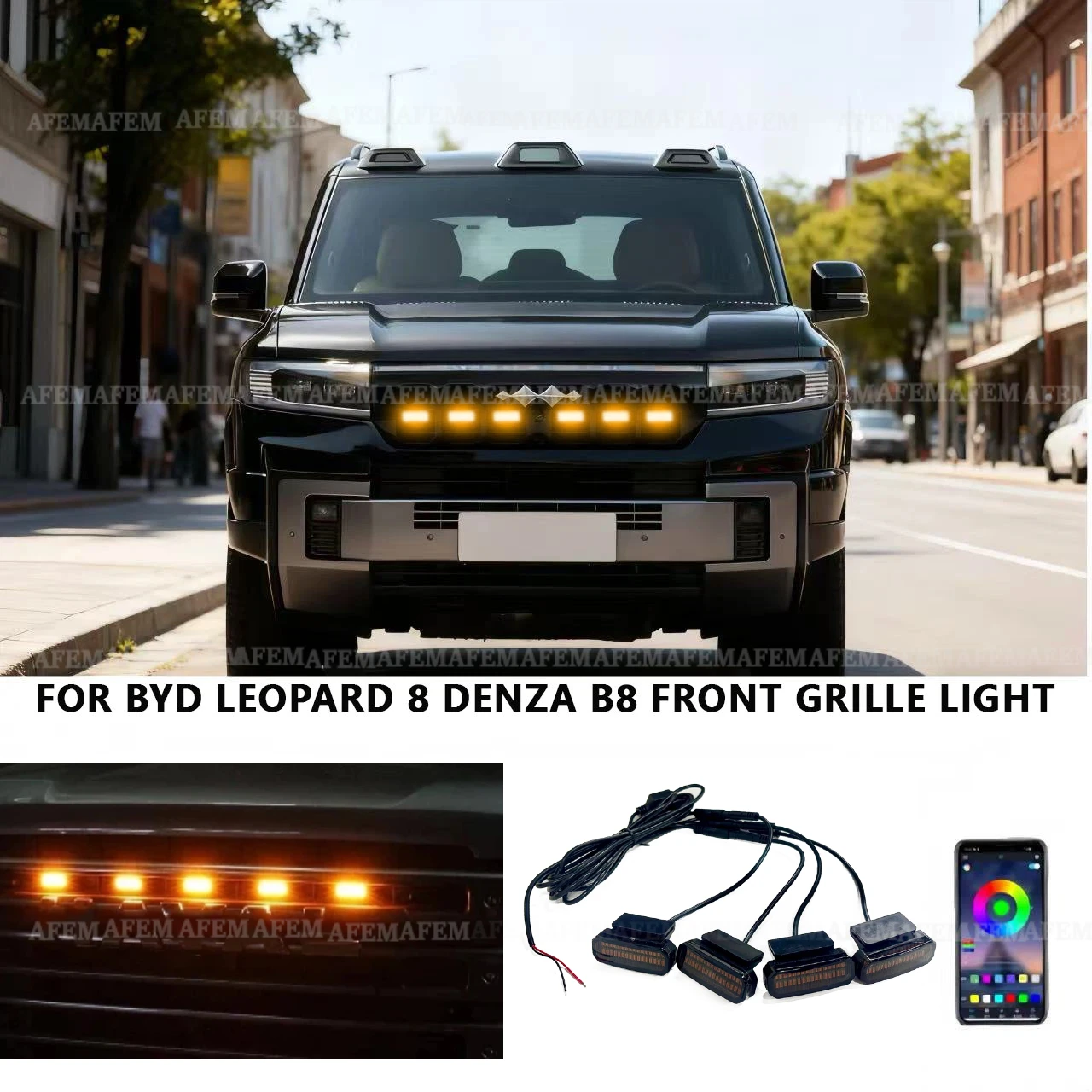 LED Front Grille Light For BYD Leopard 8 Denza B8 Car Daytime Running Light Wheel Eyebrow Lamp For Pickup Offroad 12V