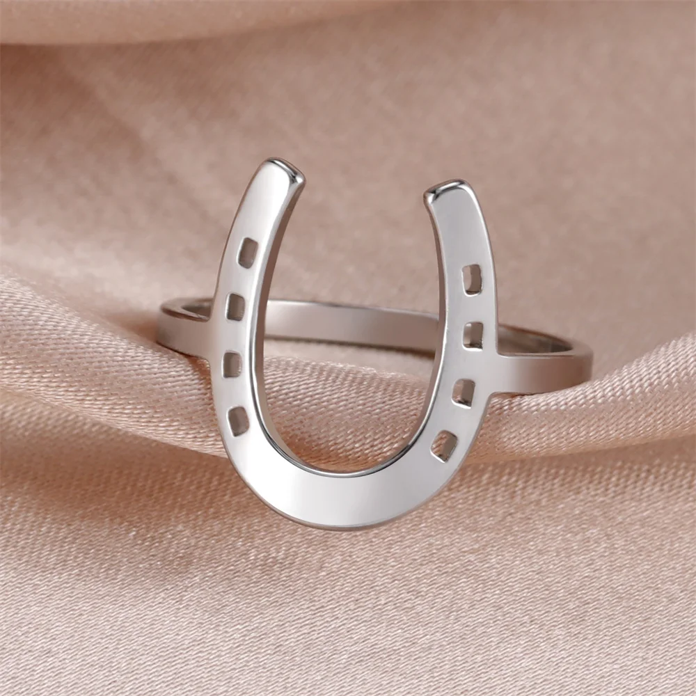 My Shape Podkowy pierścionki dla kobiet dziewcząt w kształcie litery U podkowy pierścionki na palec ze stali nierdzewnej moda biżuteria prezenty urodzinowe szczęście
