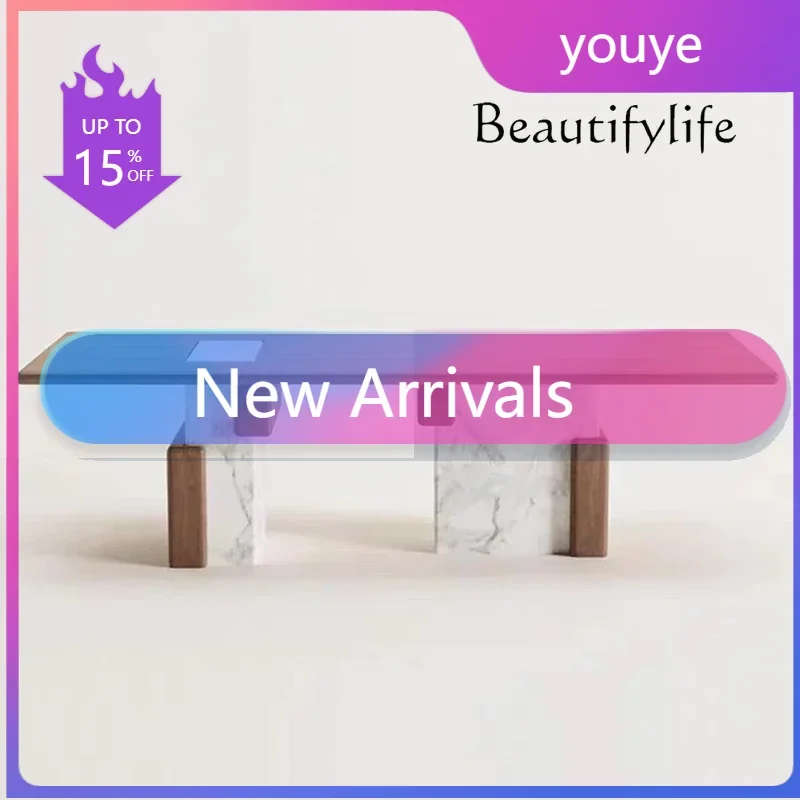 N36 Retro style marble rectangular dining table high-grade rock slab dining table household solid wood table
