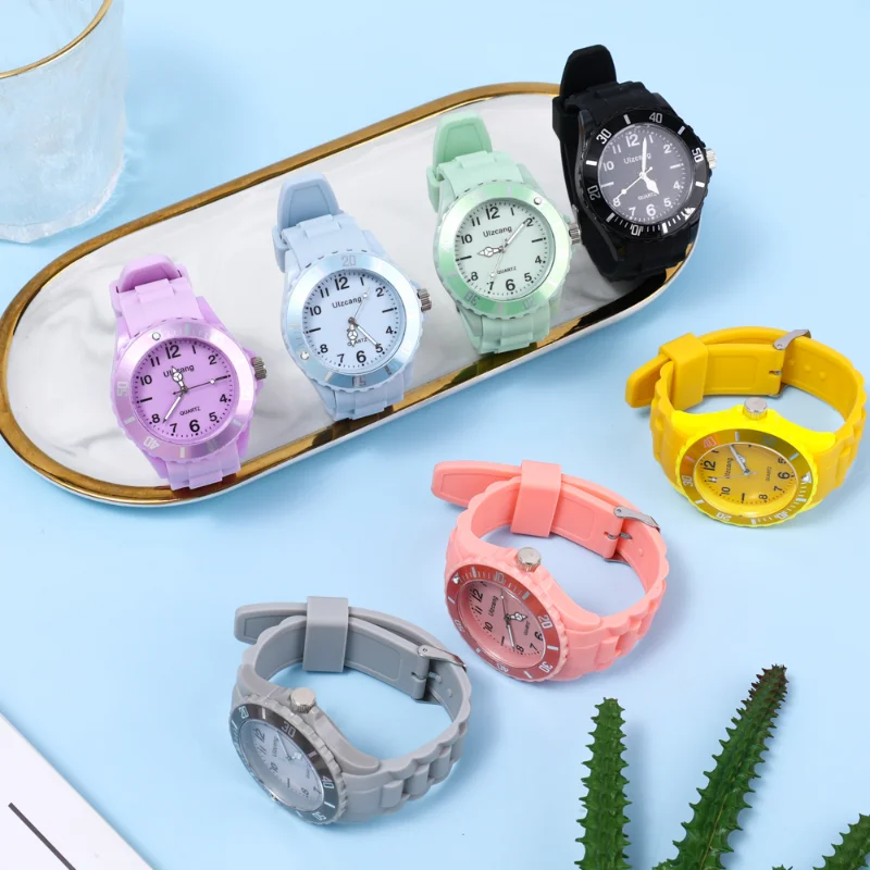 Student Fashion Watch Children Quartz Watches Wristwatch for Women Men Clocks Sport Boy Girls Student Transparent Plastic Watch