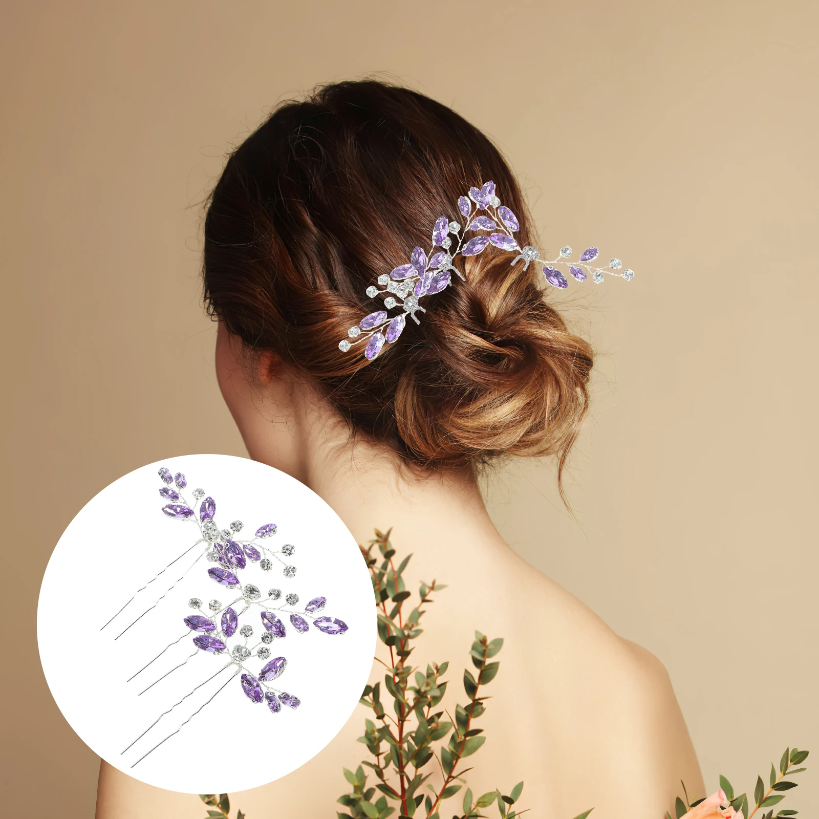 

3pcs 3 Pieces Bridal Hair Accessories Set Rhinestone Hairpins Wedding Decorative Jewelry Hair Clips Bridesmaids Prom