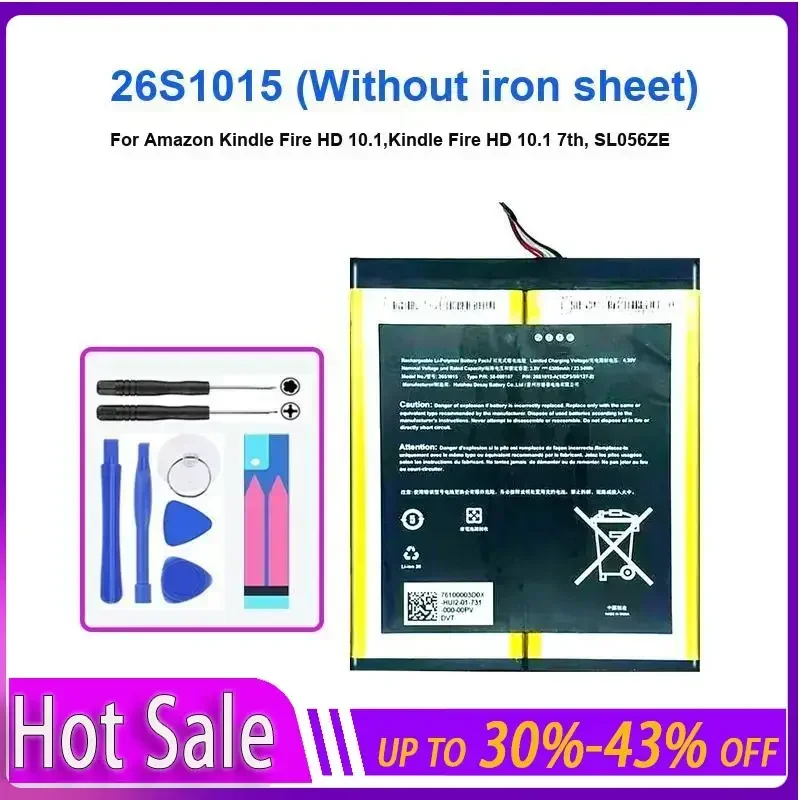 

26S1015 Аккумулятор для планшета 6300 мАч для Amazon Kindle Fire HD 10,1, Kinderle Fire HD 10,1 7th, SL056ZE, высококачественные аккумуляторы Track N