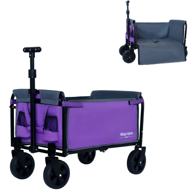 

All-in-one Convertible Folding Camping Wagon Cart Easy To Assemble And Suitable For Outdoor Gardens Purple And Gray