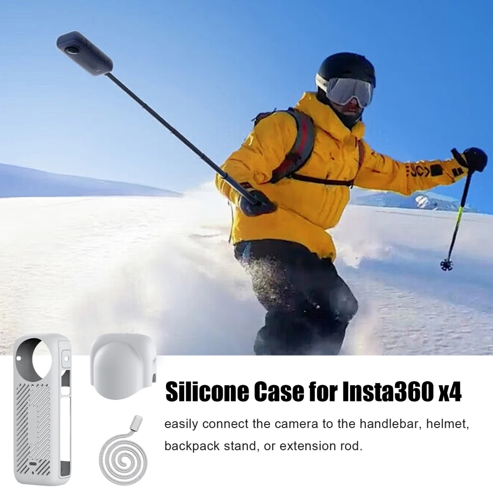 جراب واقي سيليكون مضاد للتصادم ، غطاء مقاوم للخدش للجلد مع غطاء عدسة ، كاميرا حركة