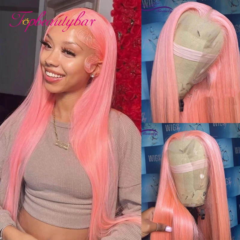 

Pink Transparent Lace Front Wig Straight Wigs For Women 613 Colored 13x4 Lace Front Blonde Human Hair Wigs 180% Brazilian Remy