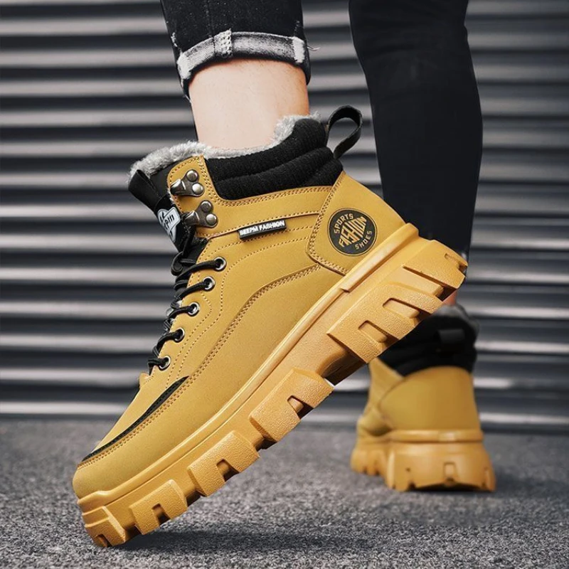 

Теплые морозостойкие зимние ботинки для мужчин, уличные походные высокие зимние ботинки, мужская противоскользящая распродажа, оригинальные предложения, водонепроницаемые меховые ботинки
