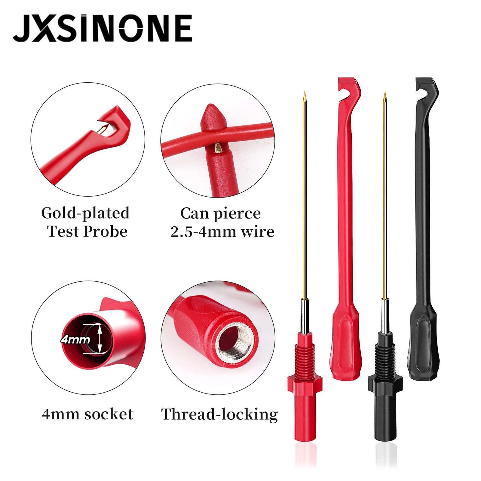 JXSINONE P1033B автомобильный мультиметр, комплект тестовых проводов со зондами для проколов проводов, 4 мм штекер типа «банан», тестовые провода, тестовые щупы