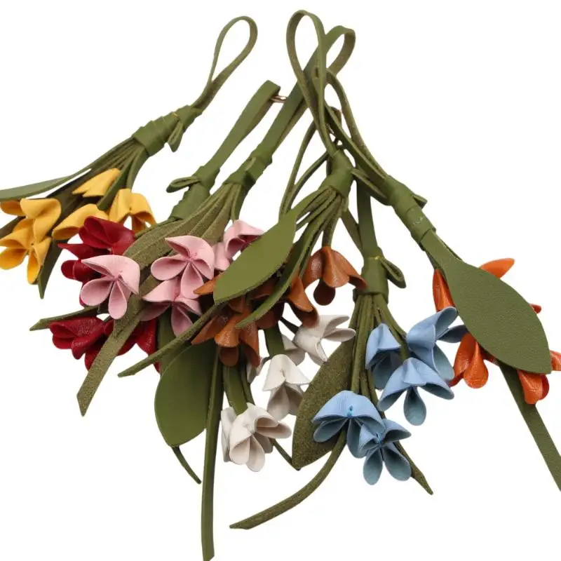 Niedlicher Osmanthus-Taschenanhänger, kreativer handgefertigter PU-Leder-Blumen-Schlüsselanhänger, modischer Cartoon-Taschenanhänger, Auto-Ornament – Detail 6