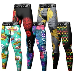 Cody Lundin Anime Print Fitness Kickboxing MMA Compression Spats Leggings for Men Sublimation Anti-uv Sports Trousers Sweatpants