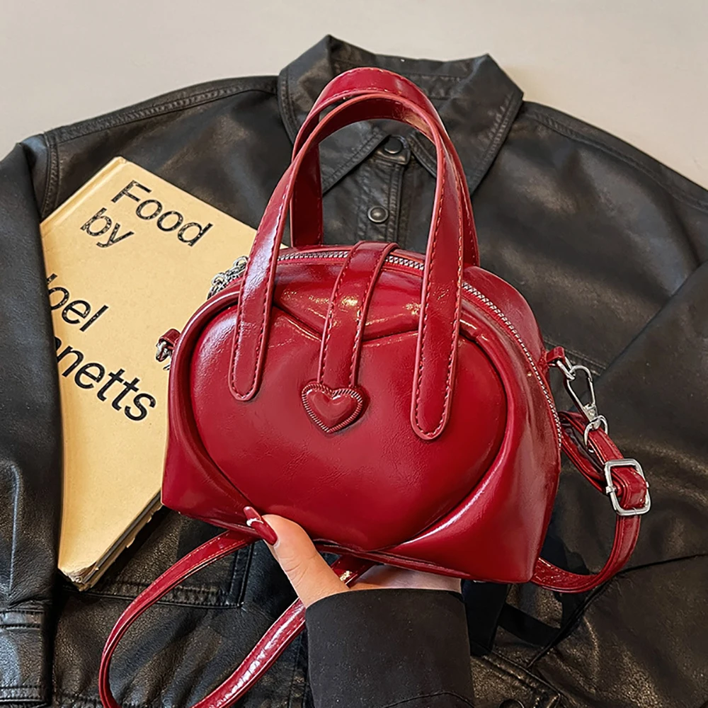 

Women's Glossy PU Handbags Korean Style Chic Zipper Crossbody Bag High Grade Solid Color Daily Commute Single Shoulder Bags