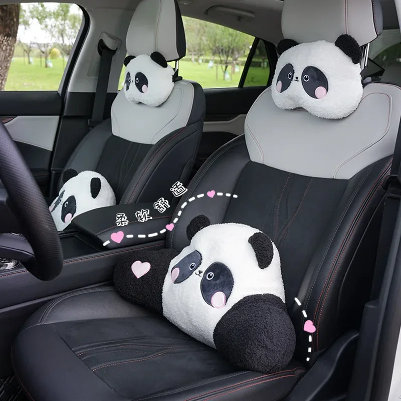 Panda zagłówek samochodowy poduszka na szyję uroczy pluszowy komfortowy zagłówek samochodowy poduszka na szyję Cztery pory roku General Motors zagłówek dostaw