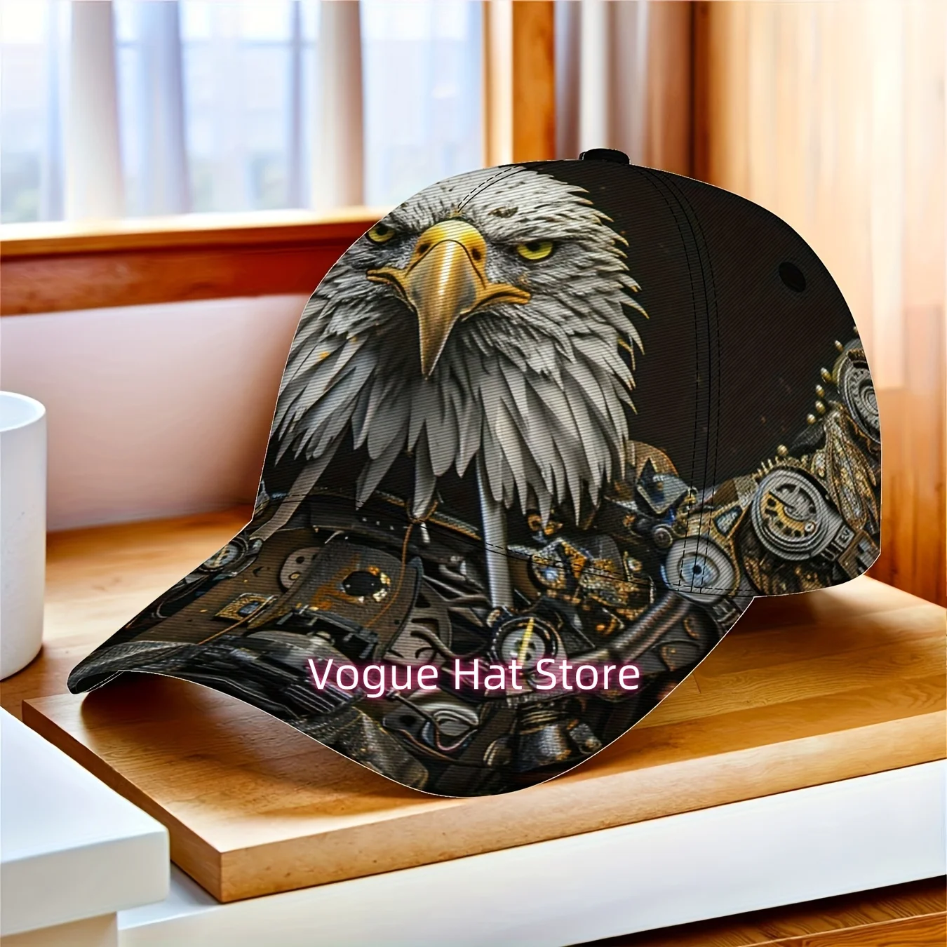 [Steampunk Baseball Cap] Adjustable Unisex Mechanical Eagle Steampunk Art Baseball Cap | 1pc Breathable Lightweight Foldable Hat