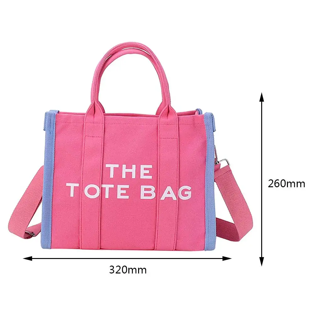 Canvas Top-handle Bags Contrast Color Commute Bag Letter Fashion Casual Large Capacity Simple Portable for Weekend Vacation