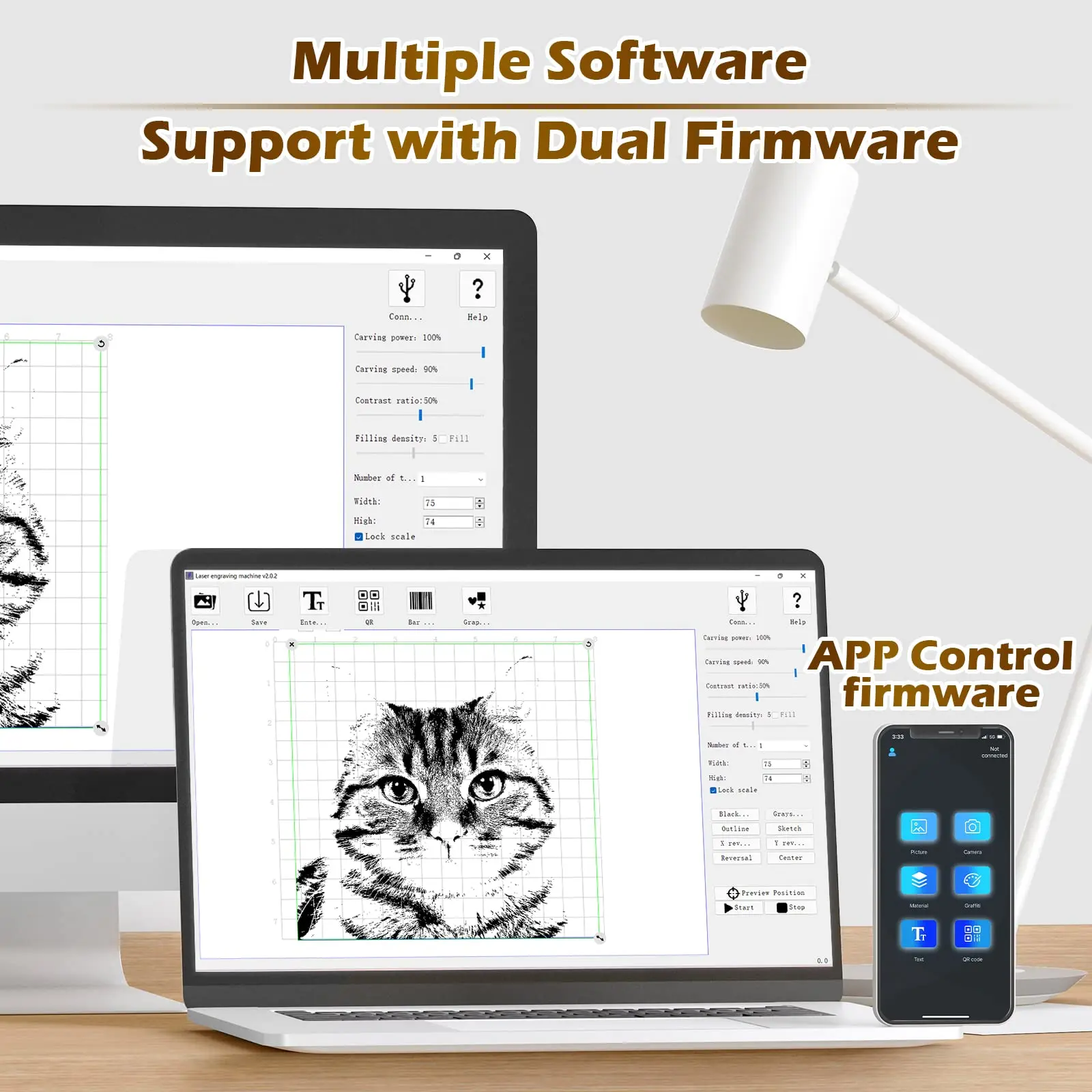 Genmitsu Jinsoku Laser Rotary for Laser Engraver Cutter, Laser Rotary Roller Attachment Engraving Module