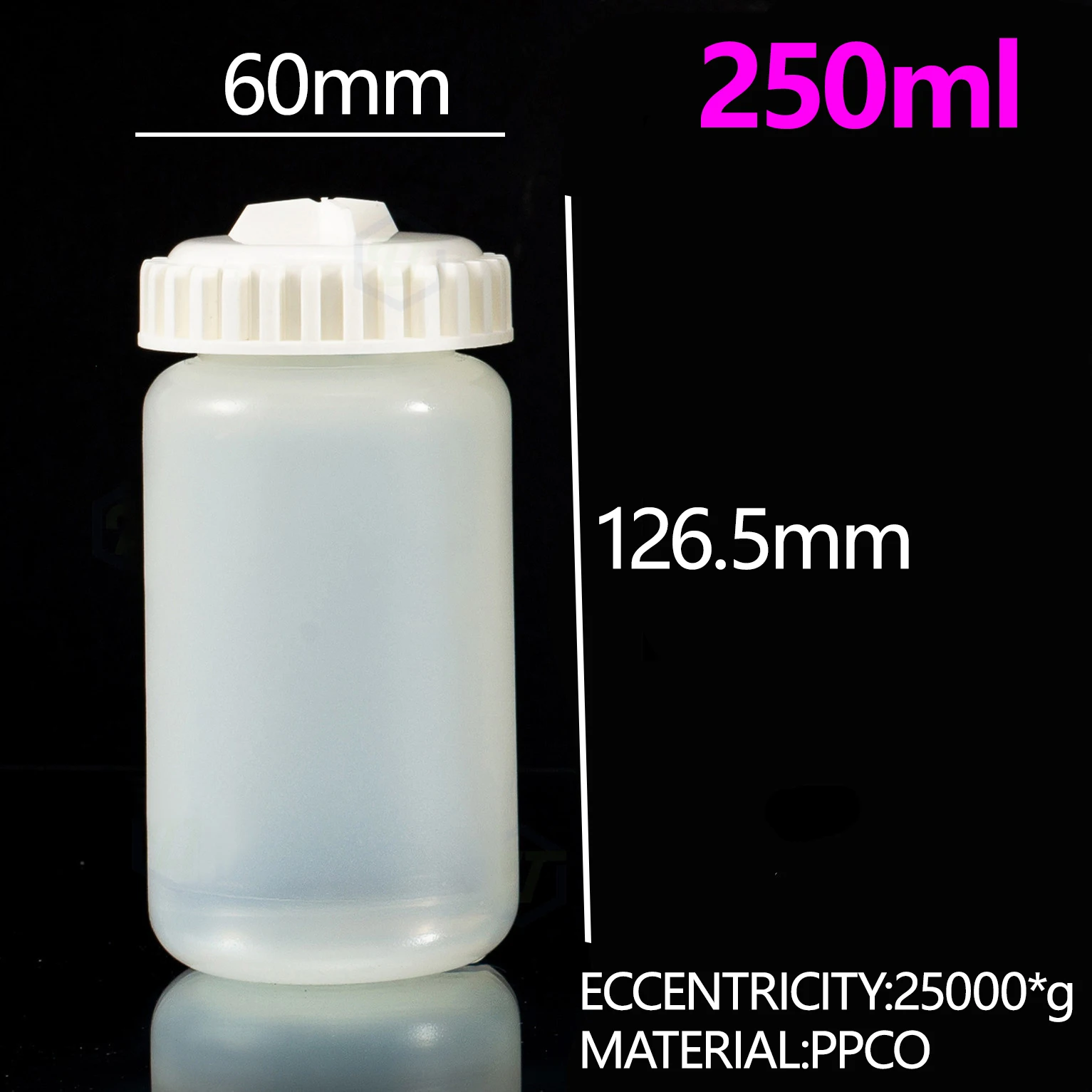 زجاجة طرد مركزي عالية السرعة 250 مل مادة ppco عالية السرعة زجاجة عينة الطرد المركزي مقاومة درجات الحرارة العالية 8 عبوات