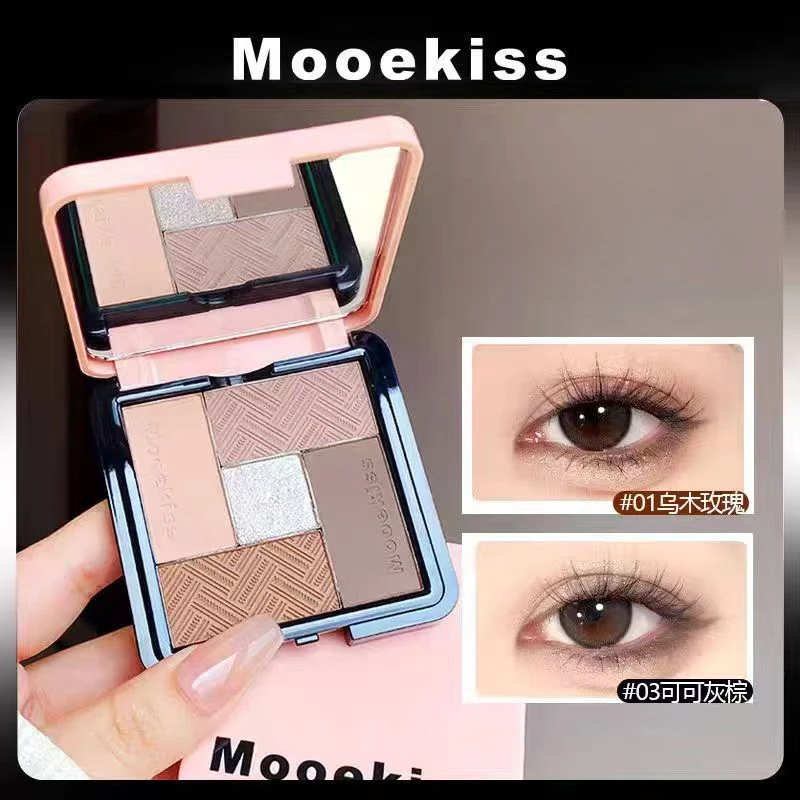 Mooekiss Ombretto opaco terrestre a 5 colori Display delicato Riparazione viso Evidenzia trucco multifunzione integrato a lunga durata