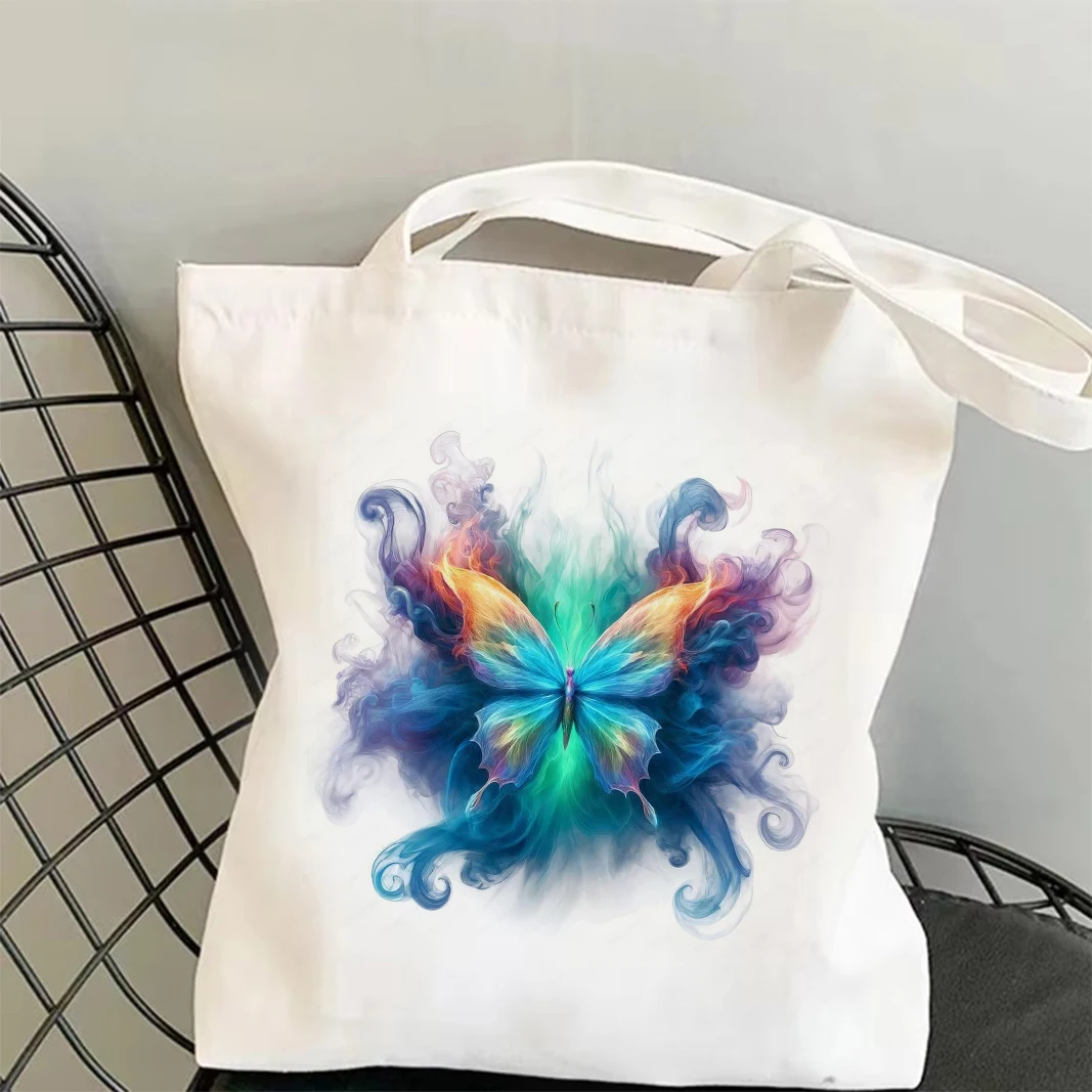 Beautiful Colorful Butterfly Pattern Canvas Tote Bag Lightweight and Spacious Handbag Ideal for Shopping Trips or Work Commute