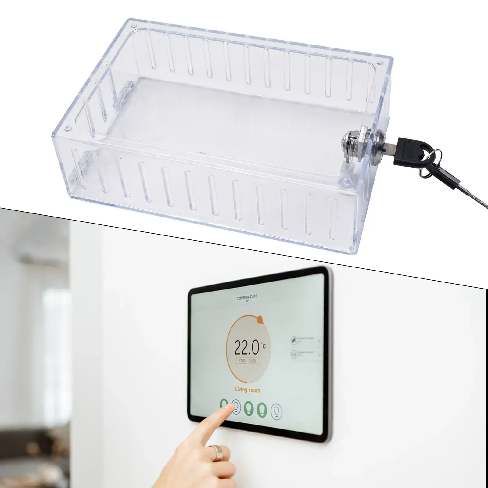 กล่องล็อคเทอร์โมสตัทพร้อมกุญแจล้างขนาดใหญ่ติดผนังเทอร์โมสตัทป้องกันบ้านเทอร์โมสตัทยามกล่องพร้อมล็อค