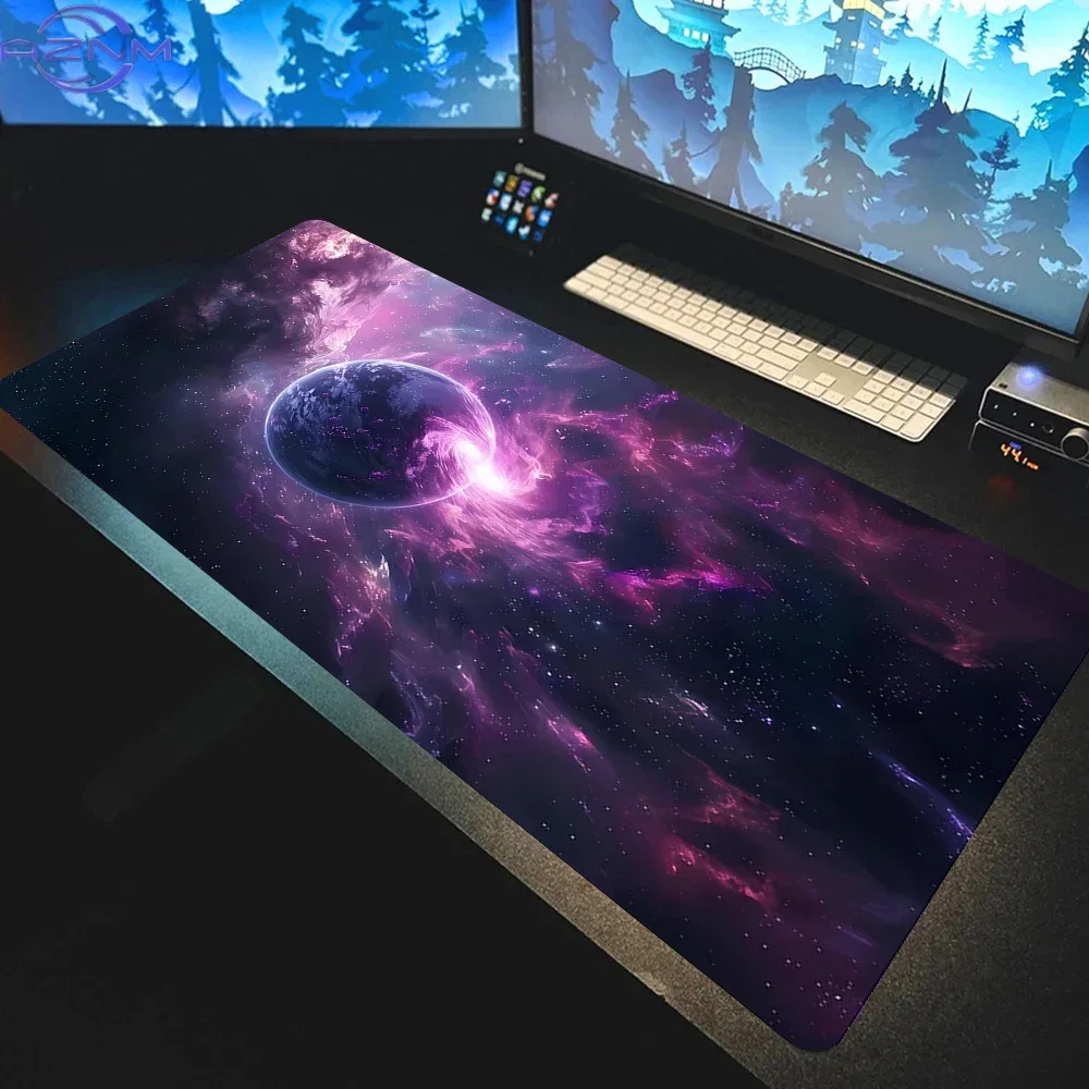 Pink Red Nebula Planet Space Galaxy Extended Mousepad, Non-Slip Rubber Base Large Desk Mat, Smooth Surface for Gaming Office Des
