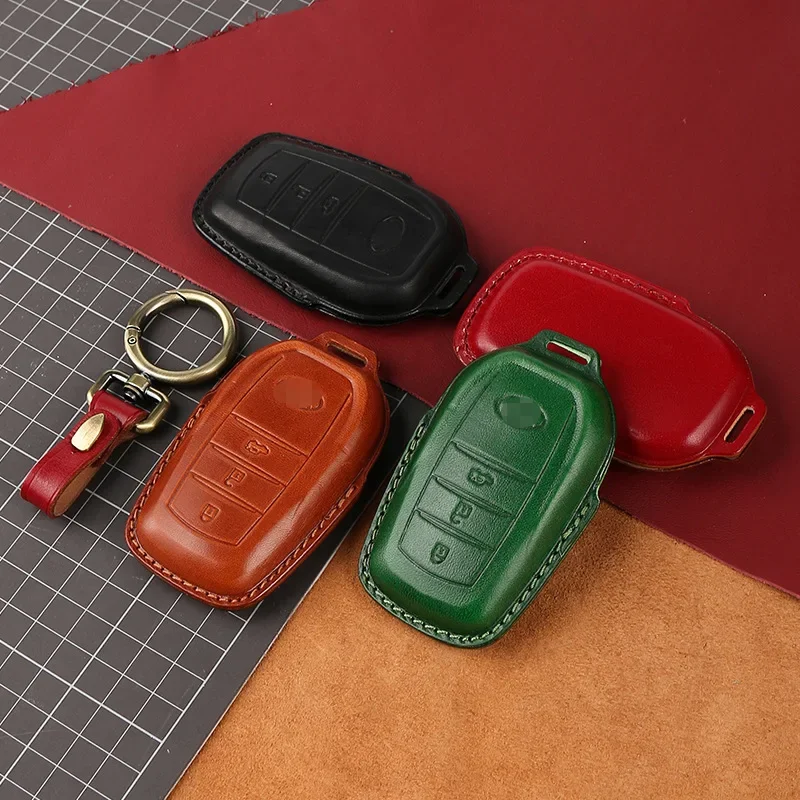 For Toyota Highlander Corolla Prado Wildlander Levin Keychain Luxury Genuine Leather Car Key Cover Case Protection Key Purse Bag