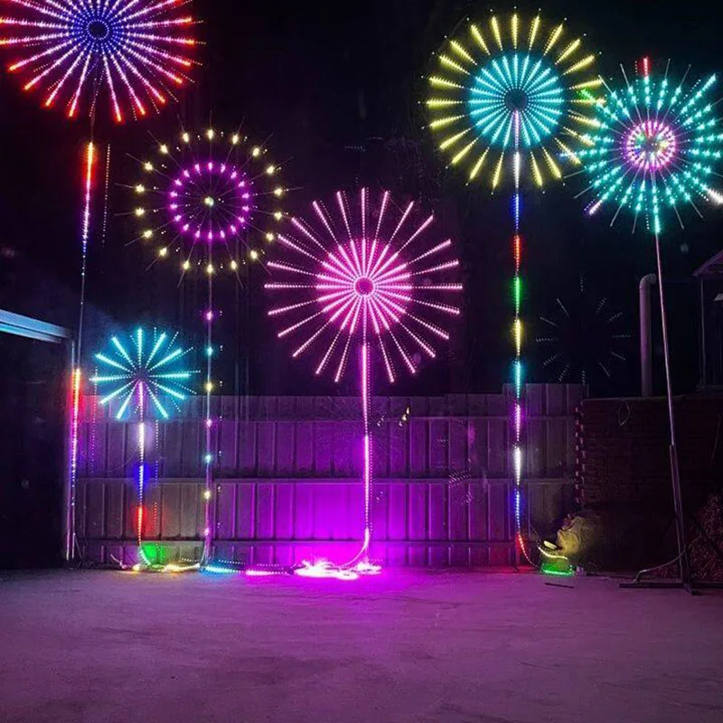 2026 Sound Activated Dancing Digital Firework Lights, 24 Tubes, Double-sided Glow, APP Programmable Lamp with Built-in Speakers