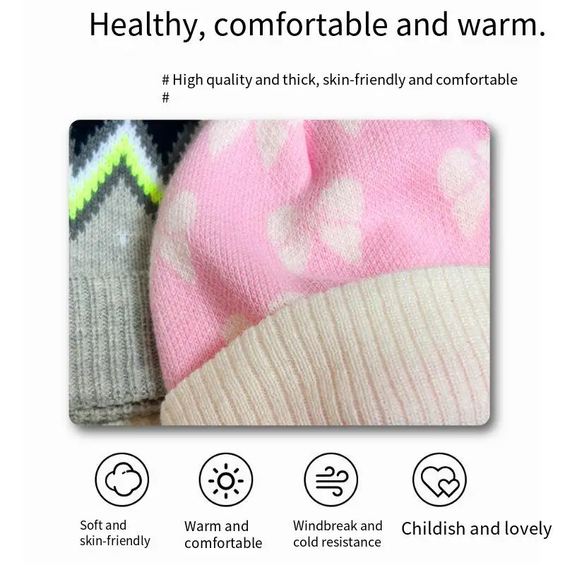 2025 أطفال طبقة مزدوجة متماسكة قبعة مع الصوف يارباند شتاء دافئ قبعة قابلة للطي للبنين/الفتيات لينة الحرارية غطاء حماية الأذن #2