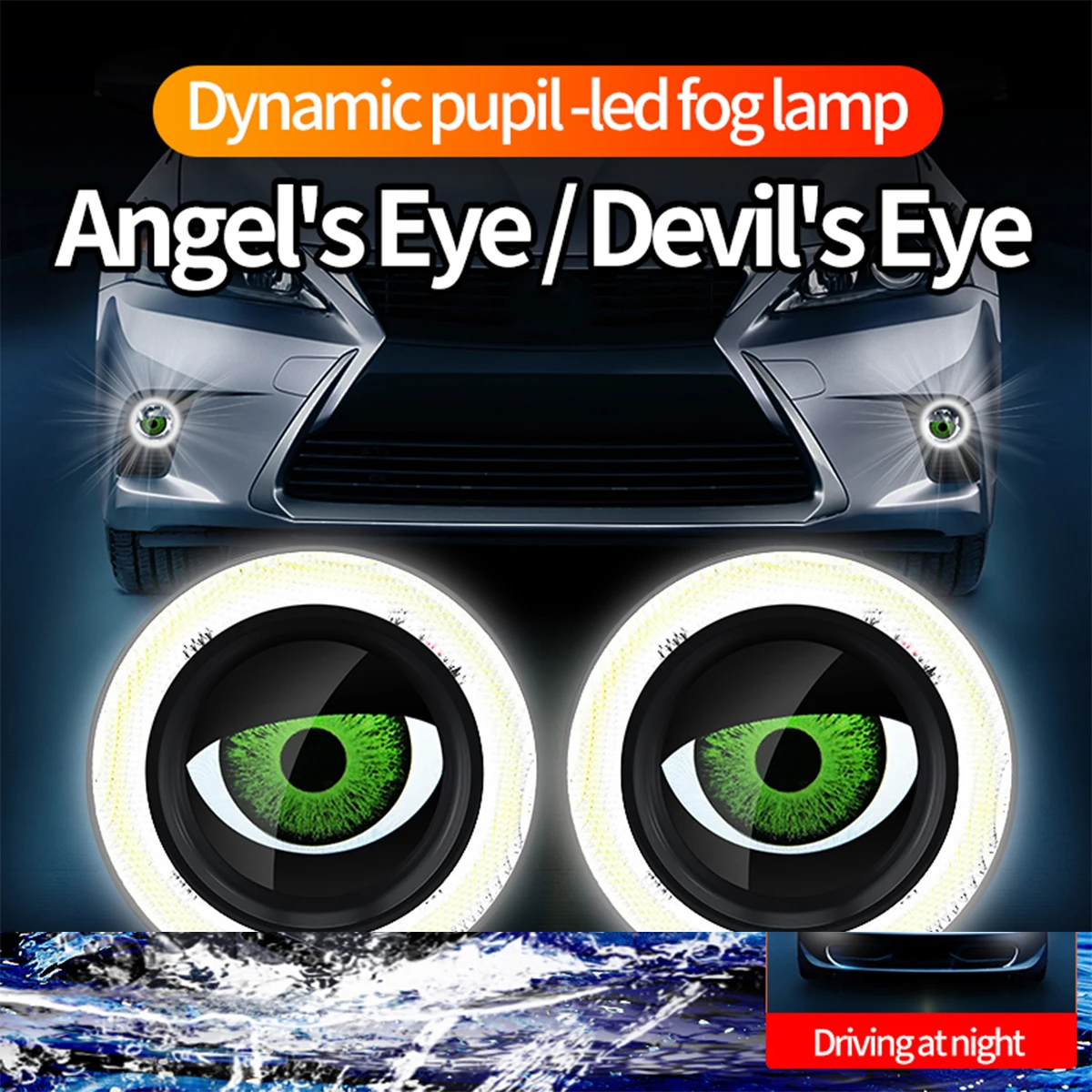 3.5Inch Motorcycle LED Devil Eyes Fog Light 6/32/82 Modes APP Remote Auxiliary Headlamp Angel Eyes Motorcycle Decorative Light