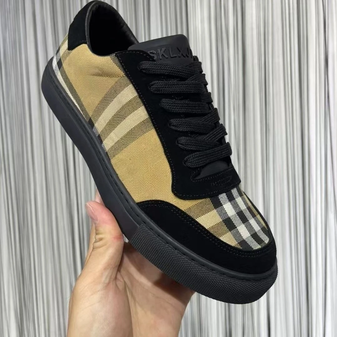 

Европа 2025 новые мужские универсальные дышащие кожаные повседневные трендовые туфли в клетку на шнуровке