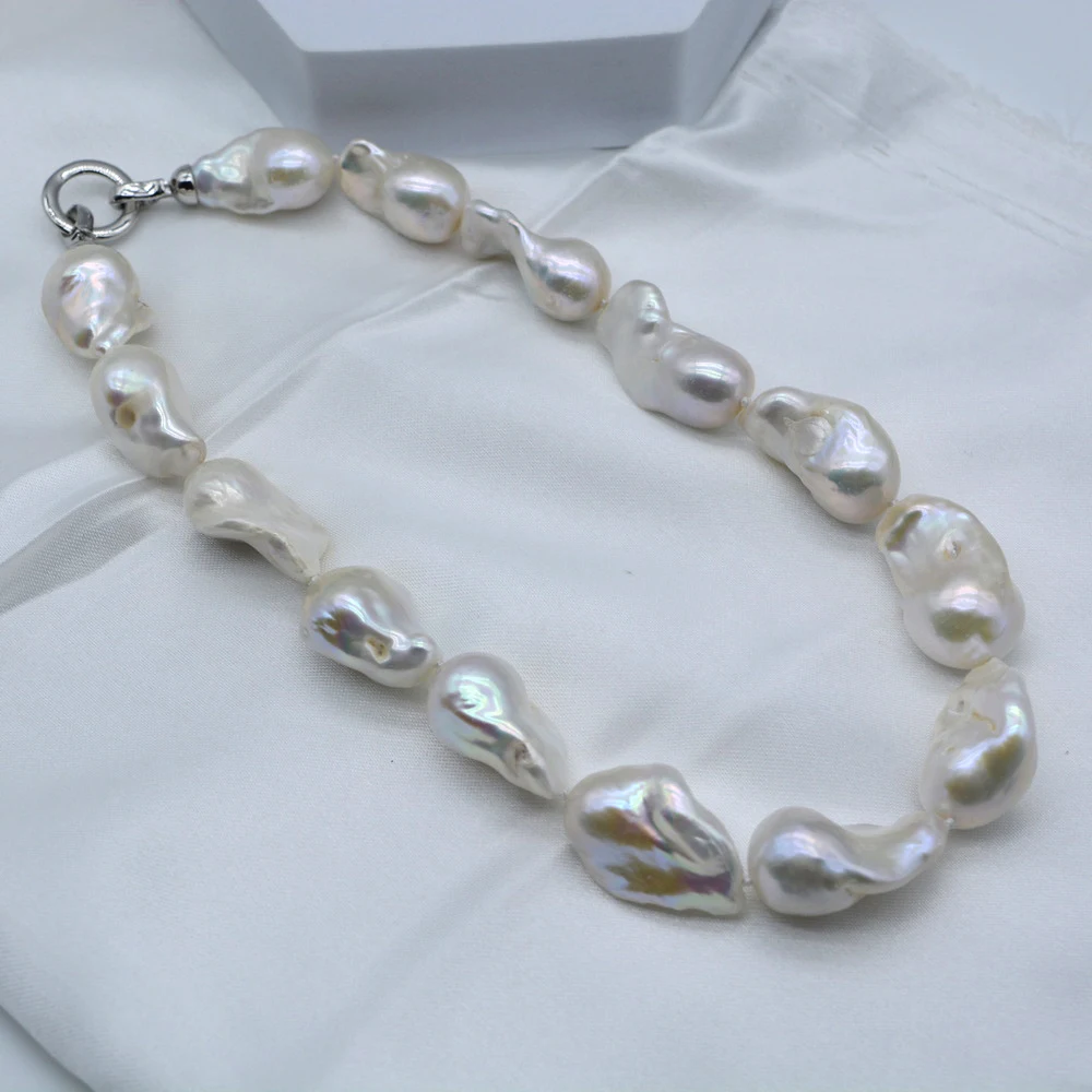 Oversized Baroque Pearl Necklace Diameter 17-20mm Natural White Pearl Necklace Flame Ball Baroque Exaggerated Ladies Necklace