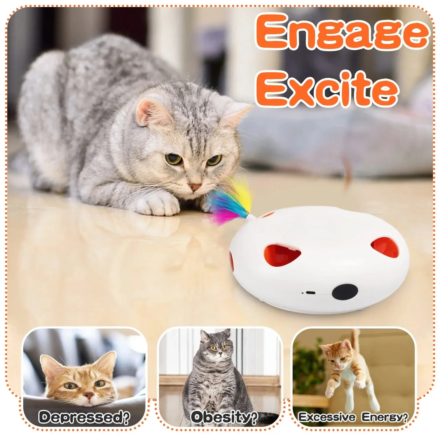 Exciting and Interactive Smart Kitty Cat Toy by INKZOO - Thrilling Whack-A-Mole Game with 7 Holes for Endless Entertainment - En