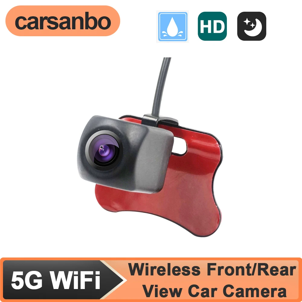 

Carsanbo 5G WiFi Rear View Car Revere Camera EU License Plate Mount HD 720P 150° Night Vision Waterproof Parking Backup Cameras