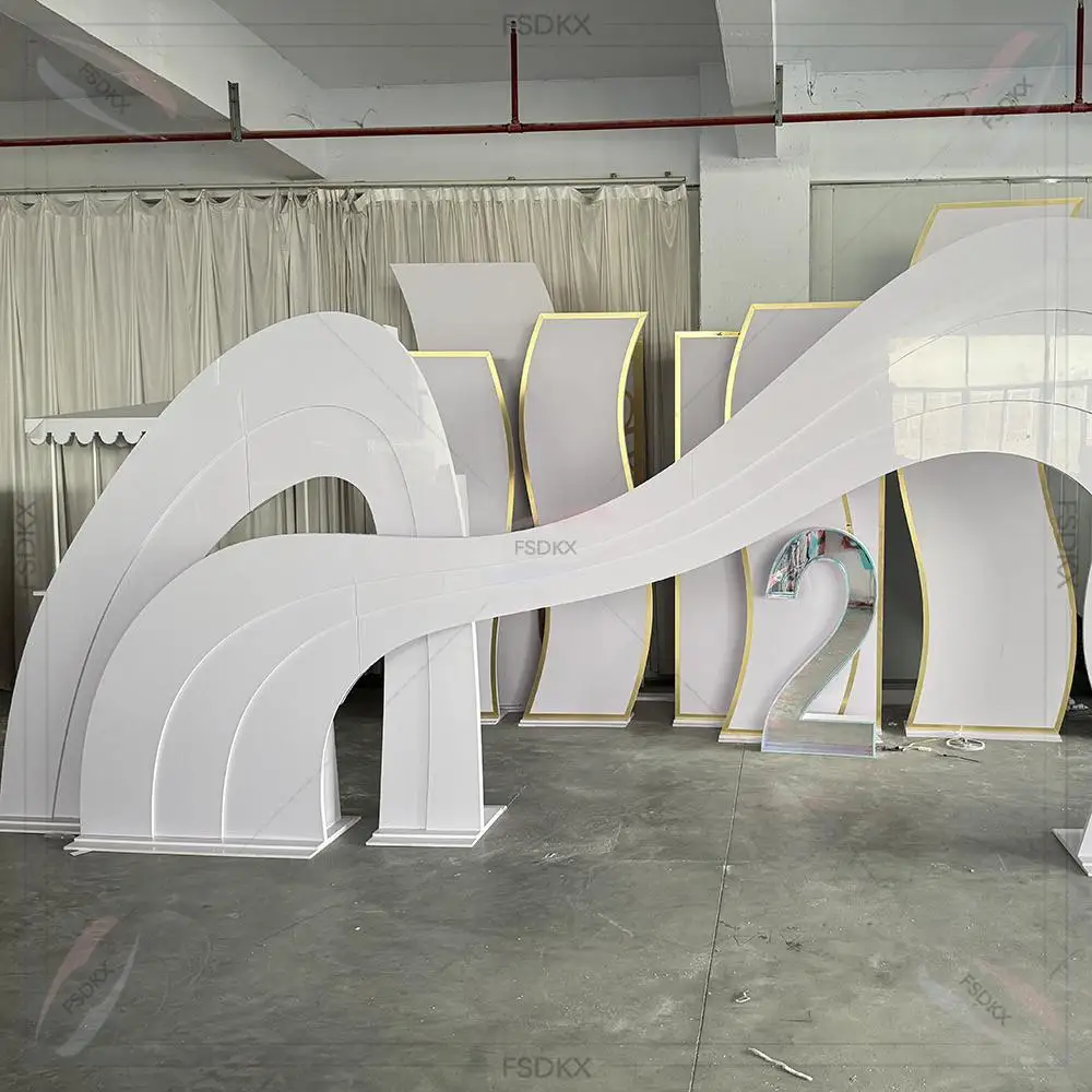 

Factory High Quality Wave Acrylic Arch Background Pvc Acrylic Backdrop for Event Stage Decoration