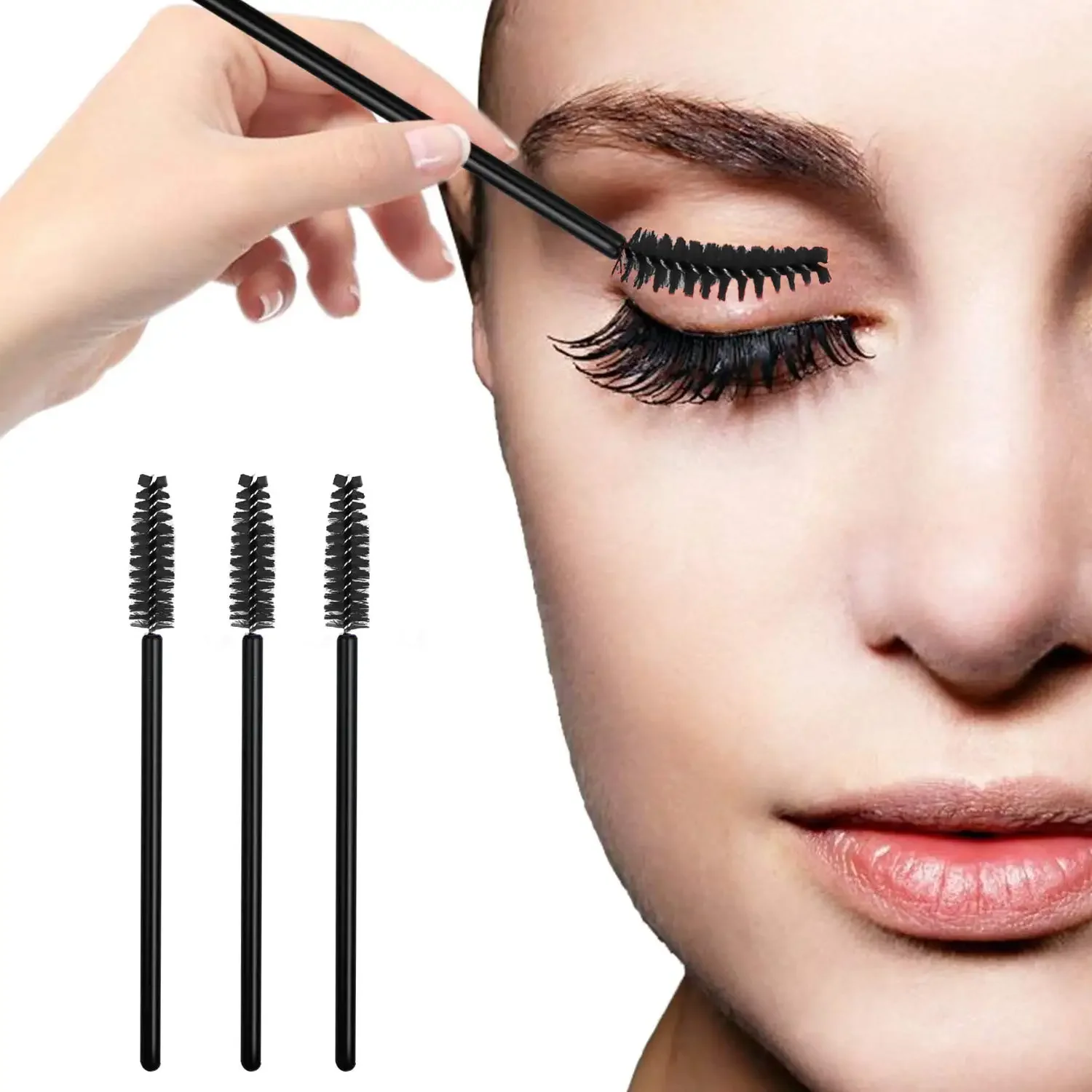 100 Pcs/Pack Black Disposable Eyelash Mascara Brushes for Eye Lashes Extension Eyebrow and Makeup Tool