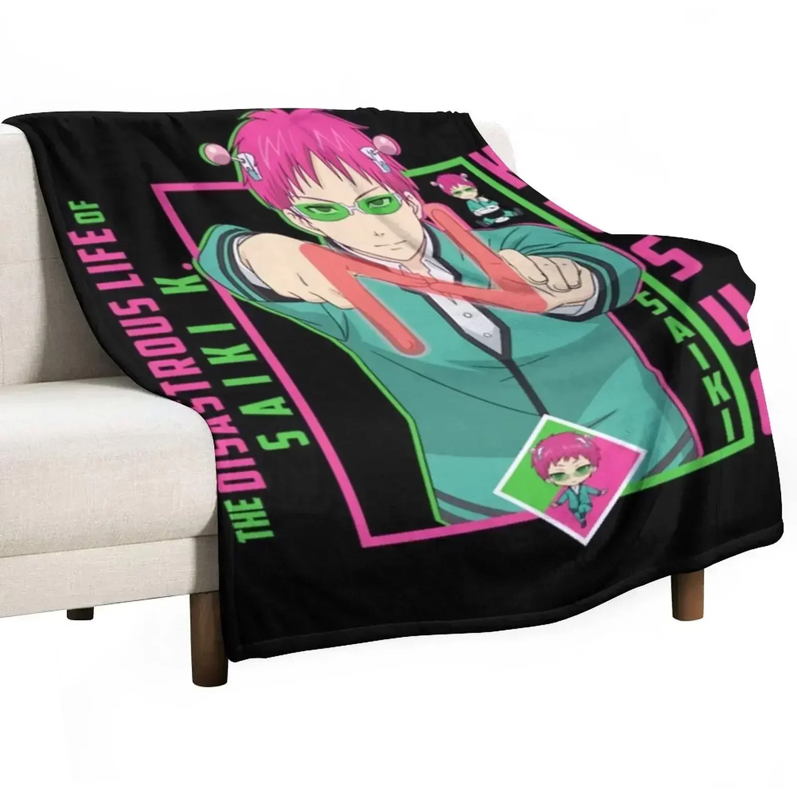 Saiki K T-ShirtThe Disastrous Life of Saiki K. - Saiki Kusuo Throw Blanket Designers Extra Large Throw Blankets