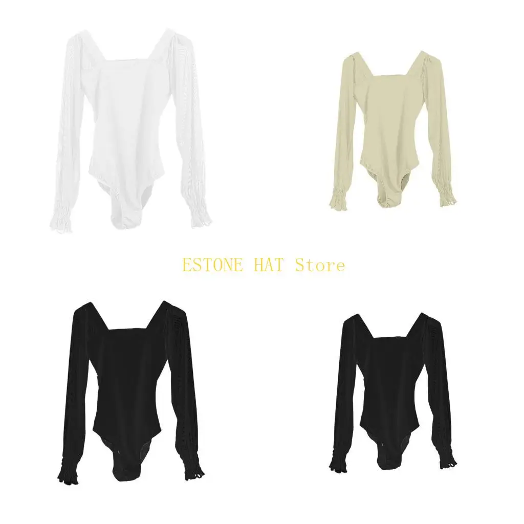 

49MF гимнастическое трико для девочек, балетное трико, боди с длинными рукавами, сетчатая танцевальная одежда, гимнастическое