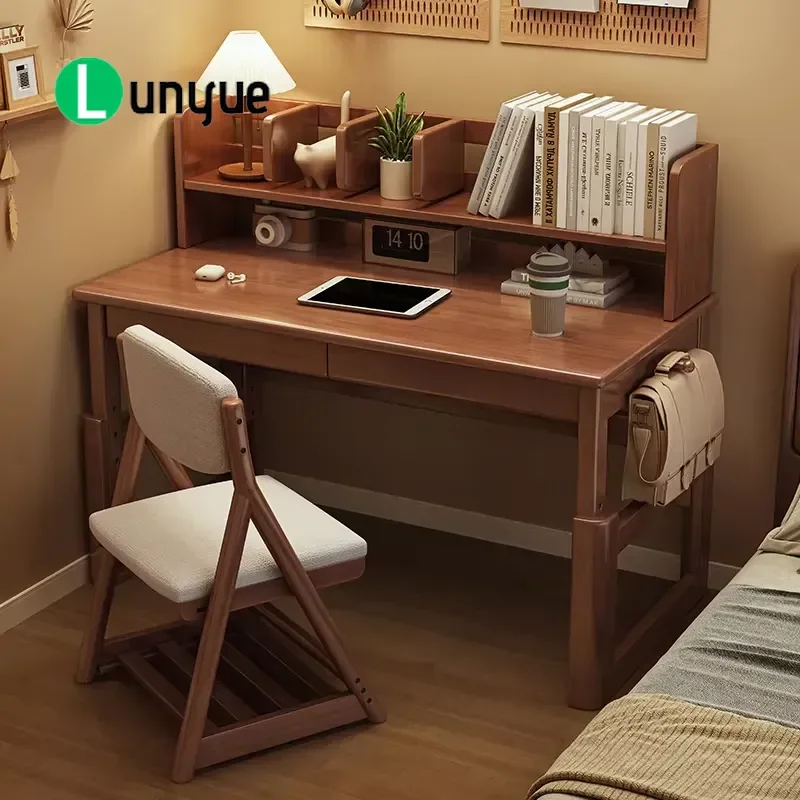 Modern Solid Wood Adjustable Computer Desk Compact Laptop Table for Home Office Study Small Apartment Space Saving Durable