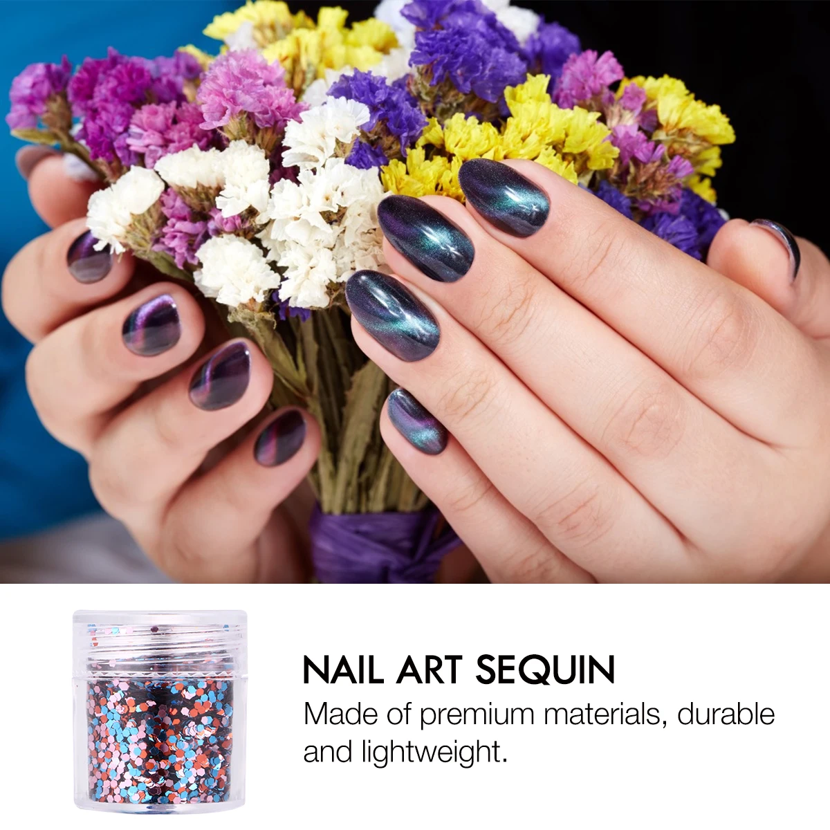 

16pcs Glitter Art Sequin Shining Colorful Pet Lightweight Manicure Paillette Chips for Women Elegant Nail Stickers Nail