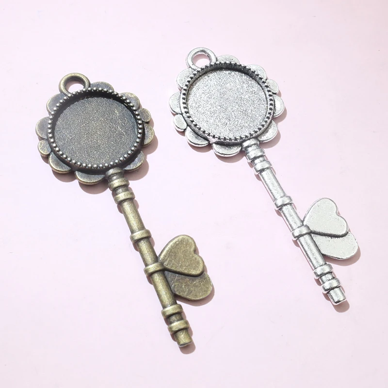 10pcs Fits 14mm Cabochon Flower Shape Pendant Blank Base Setting Tray Alloy Metal DIY Jewelry Making Accessories Findings