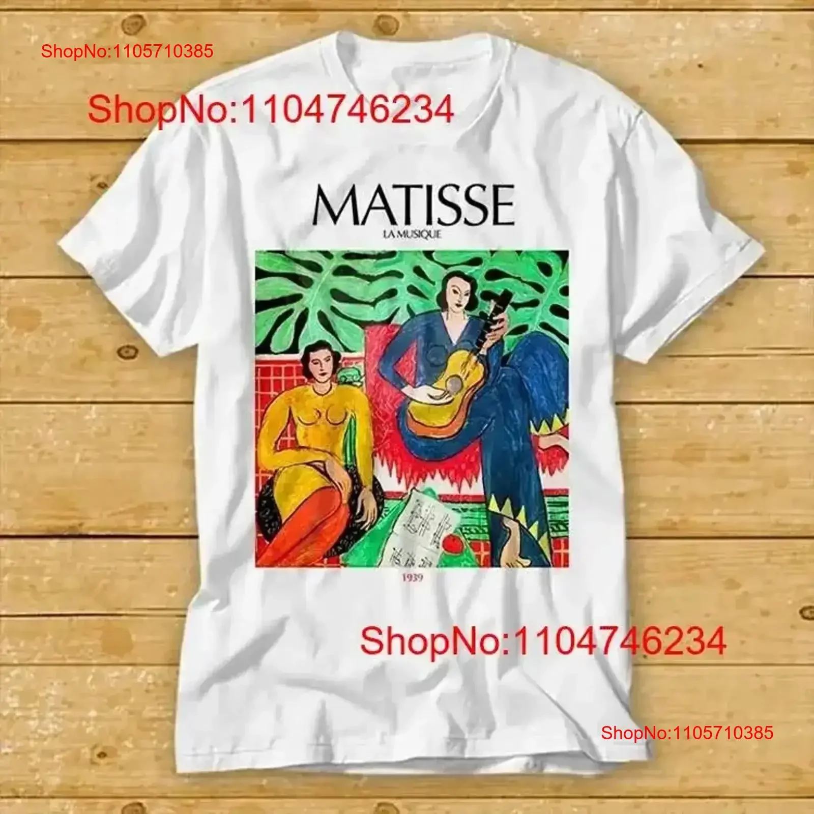 T-shirt Matisse Peinture Art Esthétique La Musique Henri Artwork 2211 vintage délavé décontracté polyvalent élégant homme légèrement