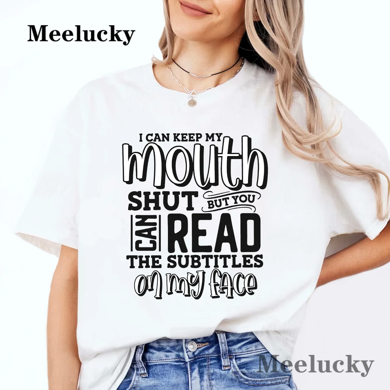 

I Can Keep My Mouth Printed Casual T-Shirts Women Summer Loose Short Sleeve Fashion Street Tshirt 100% Cotton Tee Clothing