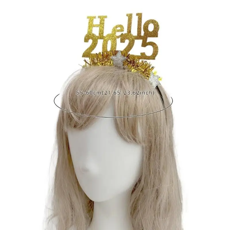 652F Diadema para cabeza Año Nuevo, disfraces fiesta fotográfica, Cosplay, purpurina oropel