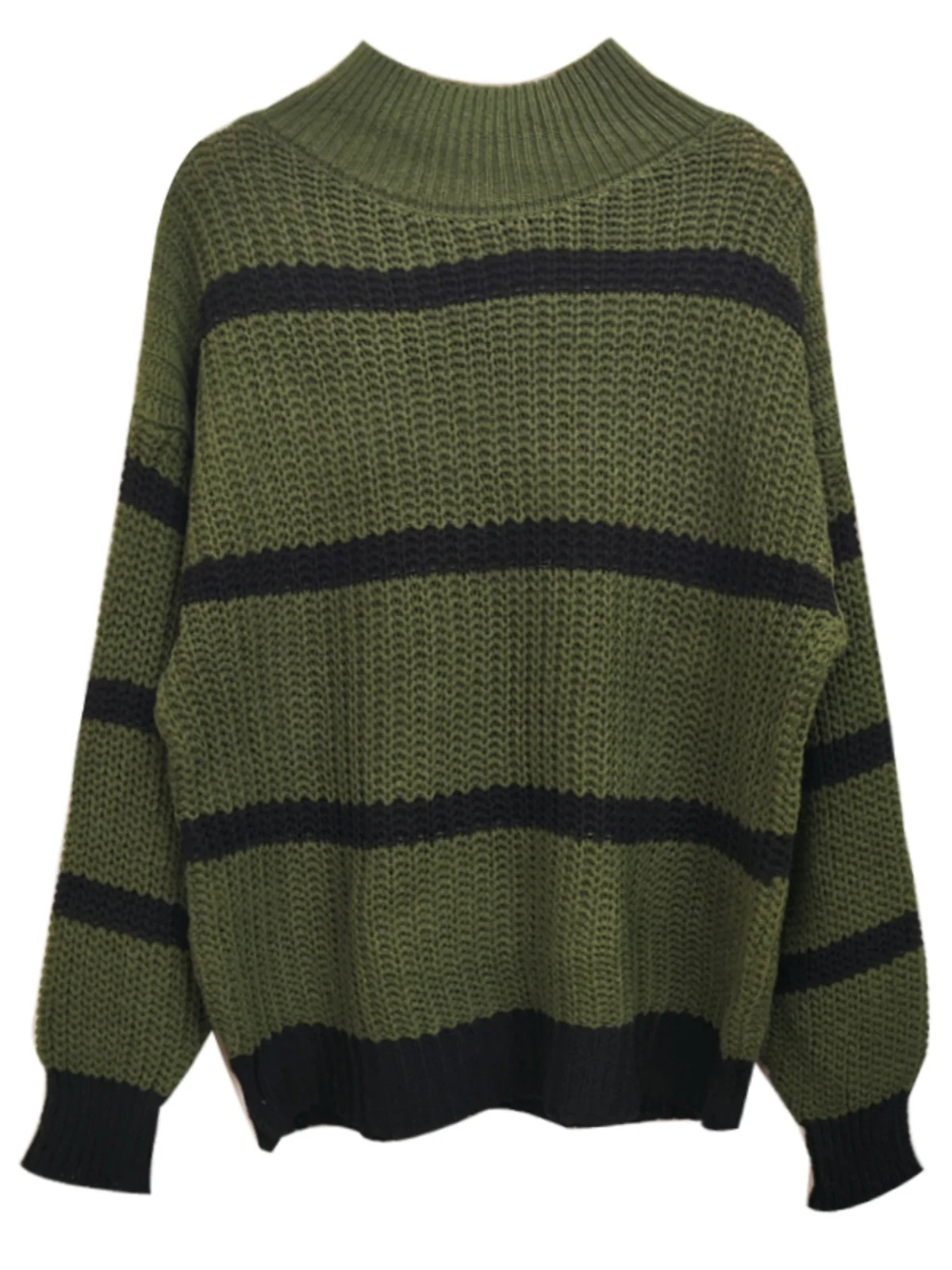 Maglione lavorato a maglia lungo a righe larghe a collo alto casual da donna Autunno Inverno Street Sle Maglieria comoda per tutti gli abbinamenti