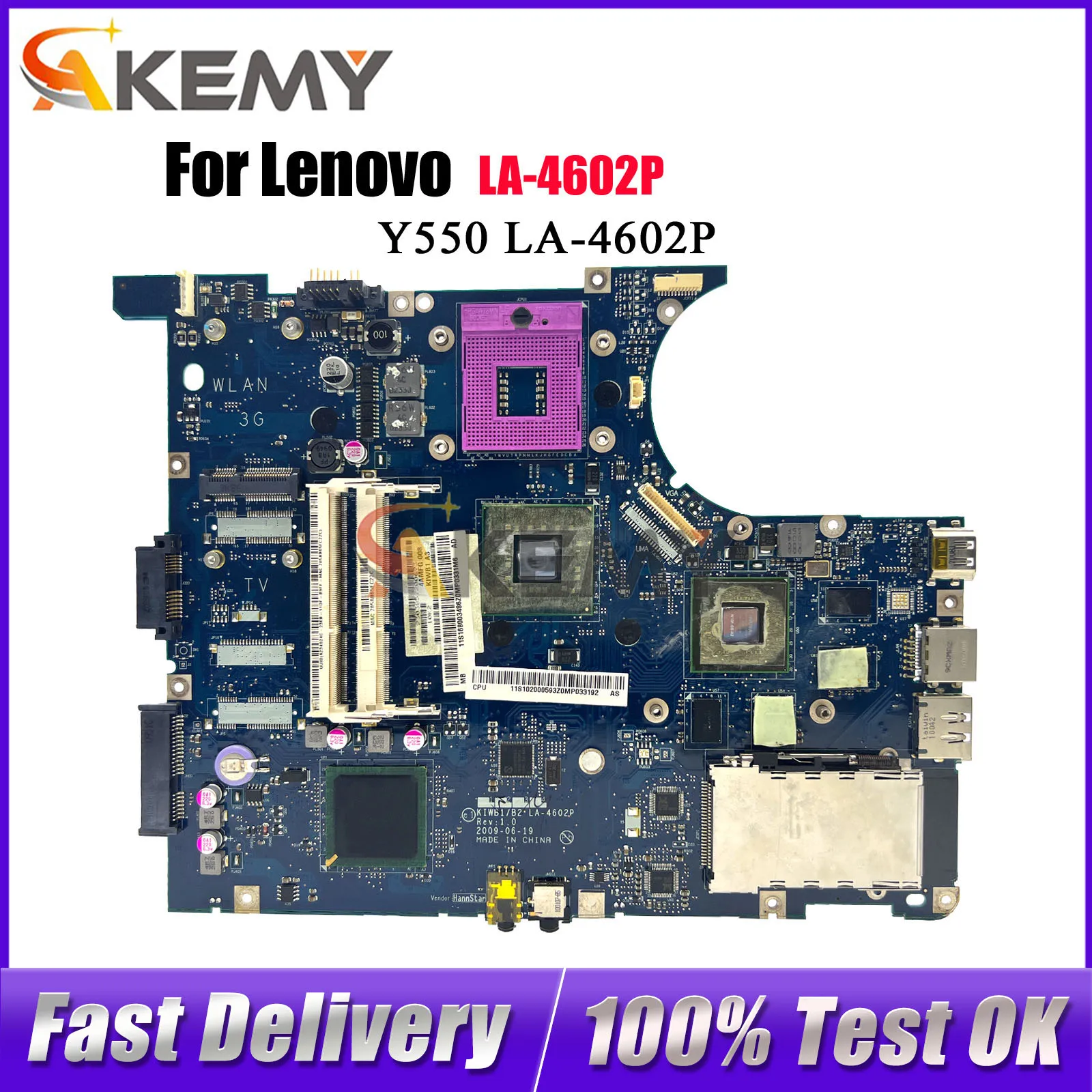 

Материнская плата для ноутбука Lenovo Ideapad Y550 LA-4602P с DDR3 PM45 GT240M 1 ГБ, 100% протестировано, ОК