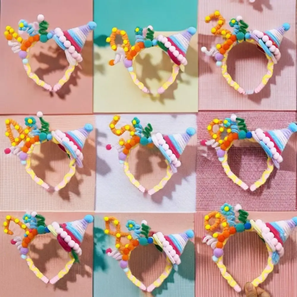 

Number 1-9 Years Old Birthday Atmosphere Headband Torsion Bar Eye Catching Cake Headband Ponytail Holder Hair Accessories